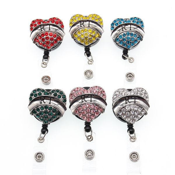 

10pcs/lot fashion medical rainbow colors heart shape rt retractable reel pull id card nurse badge holder, Gray