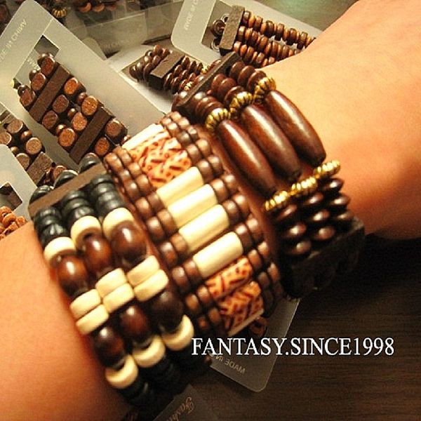 

wholesale 24pcs mixed styles vintage mens wooden bead cuff fashion jewelry bracelets brand new, Golden;silver