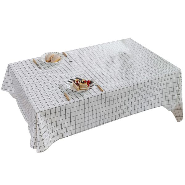 

tablecloth dustproof rectangle table cover slip resistant simple plaid style 140*180cm hfing
