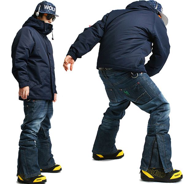 

skiing jackets edition "southplay" winter season 10,000mm waterproof ski snowboard warming (navy jacket + blue jean pants) sets
