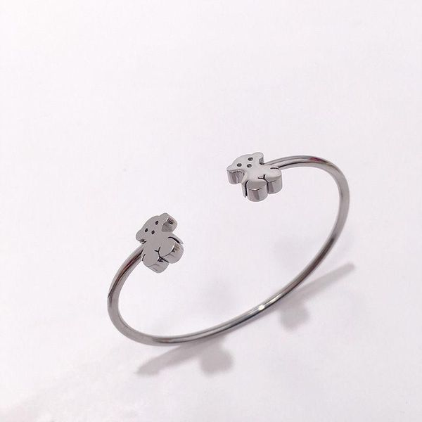

fashion design animals bracelet luxury cartoon bears bangles women hiphop slim rigid bracelets quality fine jewelry party gifts, Black