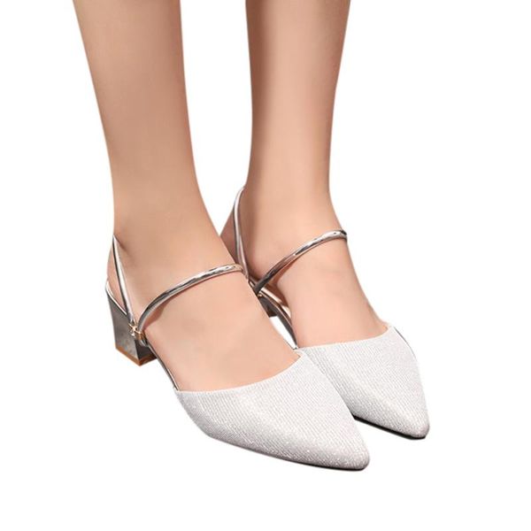 

sagace women sandals summer ladies pointed casual thick heel slippers two wear fashion wild mid-heeled females commuting sandals, Black