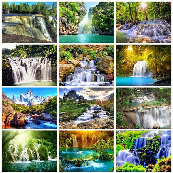 

wall art diamond painting cross stitch waterfall full square rhinestone mosaic diamond embroidery scenery 5d diy home decor