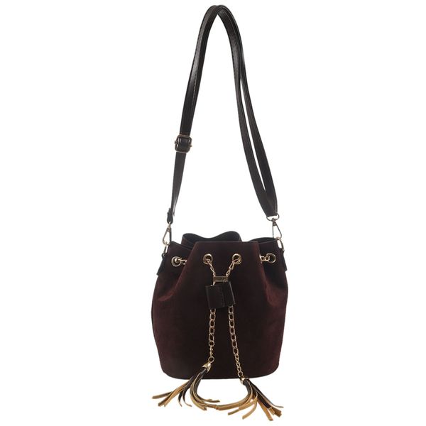 

women suede shoulder bags tassel bucket bags for girls crossbody women's bag sac a main femme