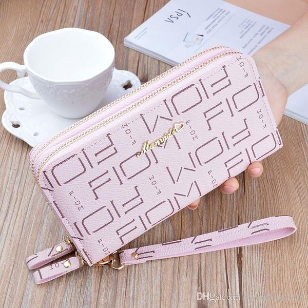 

wholesale new hand hold wallet ladies long double zipper korean fashion letters large capacity double wallet wallet mobile phone small bag09