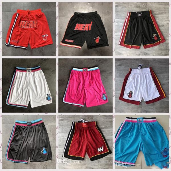 

2020 miami nba heat basketball shorts dwayne jersey wade just don red green stitched pocket sweatpants mans dwayne wade, Black;red