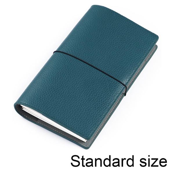 

genuine leather notebook refillable travel journal standard size organizer with inner pocket cowhide diary sketchbook planner, Purple;pink