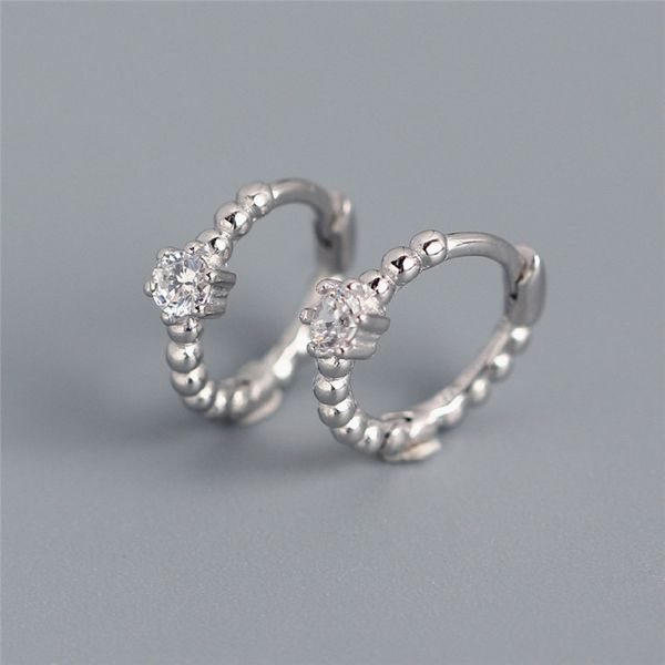 

sterling silver 925 jewelry women hoop earrings fine jewelry white clear cz zircon crystal round circle earring, Golden;silver