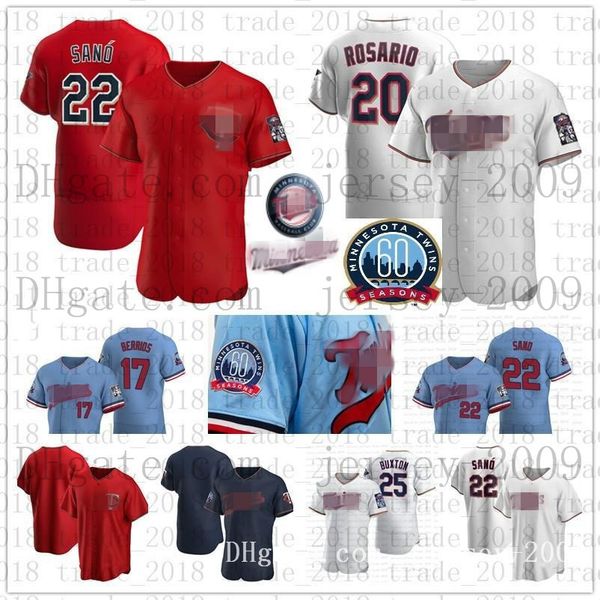 

2020 60th minnesota jersey twins josh donaldson puckett berrios astudillo arraez polanco miguel sano byron buxton kepler cruz rosario 25, Blue;black