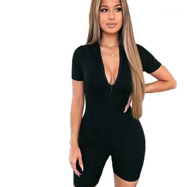 

womens clothing bodycon bodysuit zip up on both sides jumpsuit romper shorts playsuit wear party club summer, Black;white