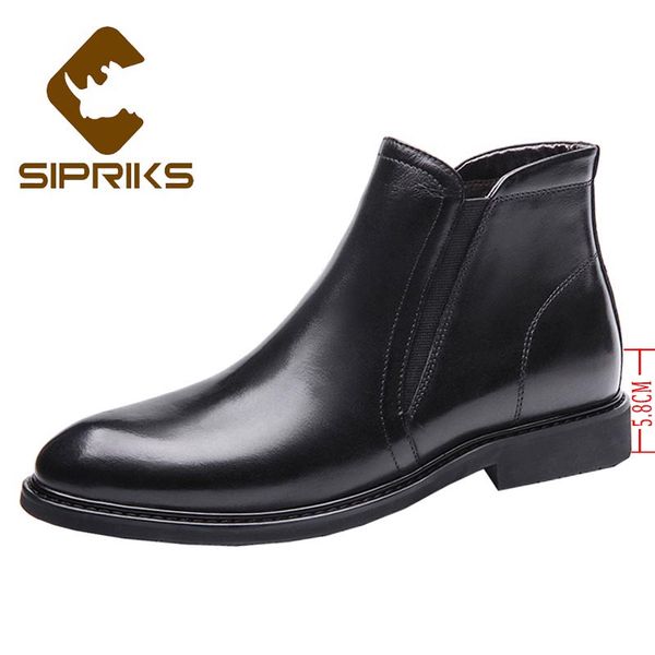 

sipriks italian hidden heel zip boots mens rubber sole ankle boots height increas cowboy gents suit formal elevator shoes, Black
