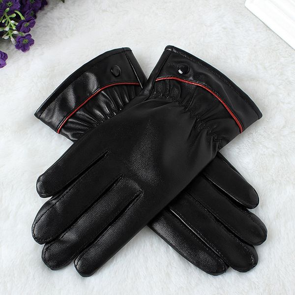 

five fingers gloves driving thick warm leather women' riding durable pu beautiful ladies hair short a52, Blue;gray