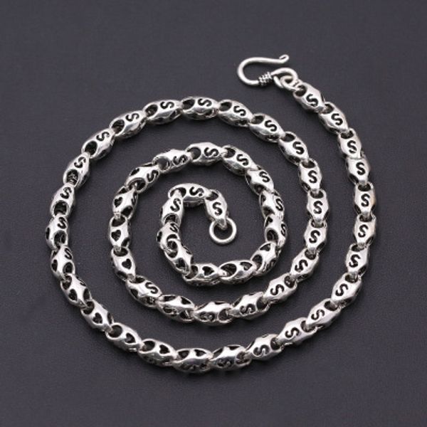 

925 sterling silver necklace thai silver vintage 6mm thick heavy love bamboo chains necklace christmas gifts for man
