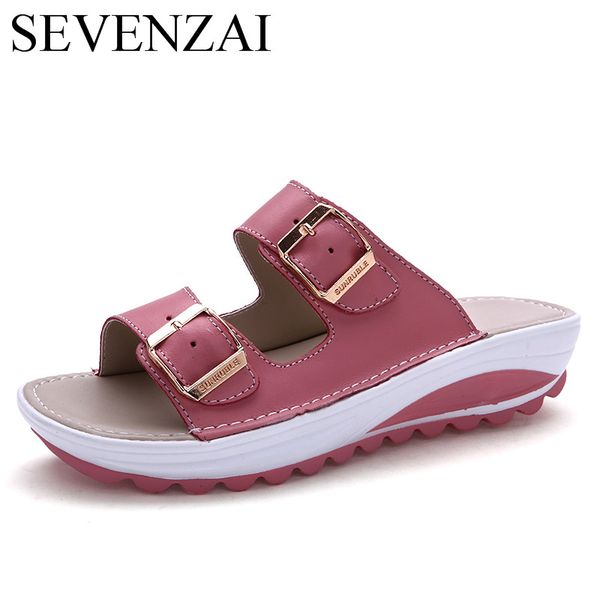 

women's fashion casual shoes slippers comfortable platform sandals leather flip flops summer beach shoes ladies moccasins flats, Black