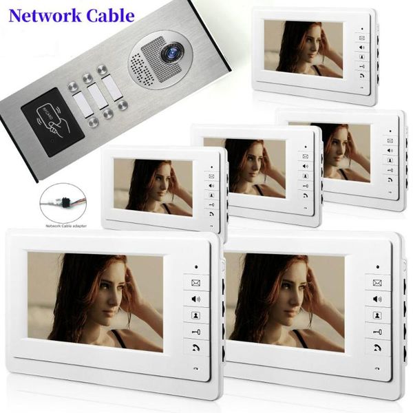 

network cable connection video intercom 7 inch monitor apartment video door phone doorbell intercom rfid camera kit
