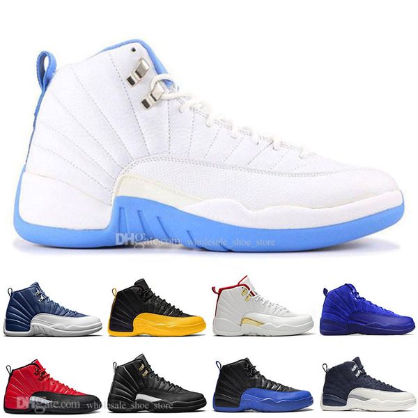 

new 12 stone blue university gold reverse flu game dark concord wntr basketball shoes 12s wings high taxi bulls men sports sneakers trainers