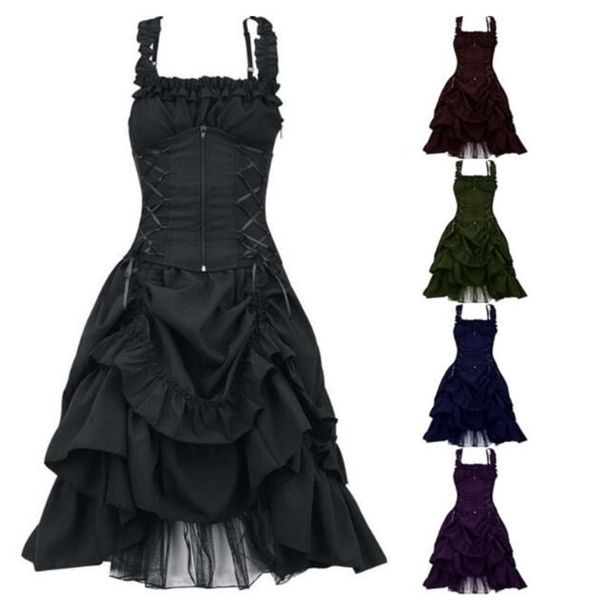 

lolita dress women's slim sleeveless irregularity design bandage corset dress fashion women clothing banquet party dresses, Black;gray