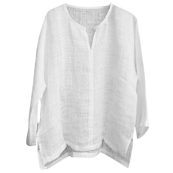 

v neck casual men t shirt long sleeve summer fashion loose solid daily cotton linen basic spring split hem, White;black