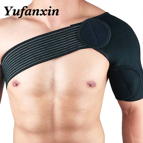 

back support sports shoulder protector pressure adjustable breathable single belt outdoor fitness pain sprains, Black;blue