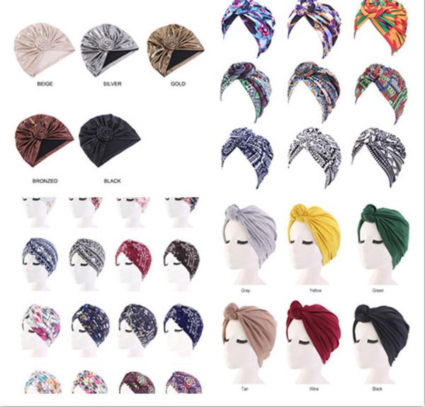 Novo Floral Impressão Algodão Turbante Chapéu Bandana Cachecol Cancro Quimioterapia Chemo Gosinhos Headwrap Caps Tampão de sono para mulheres