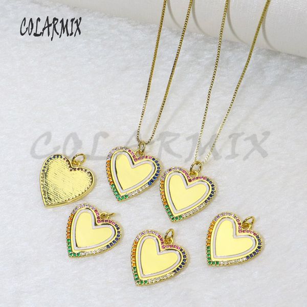 

chains 10 pcs heart pendants necklace golden summer colors crystal jewelry accessories for women 5666, Silver