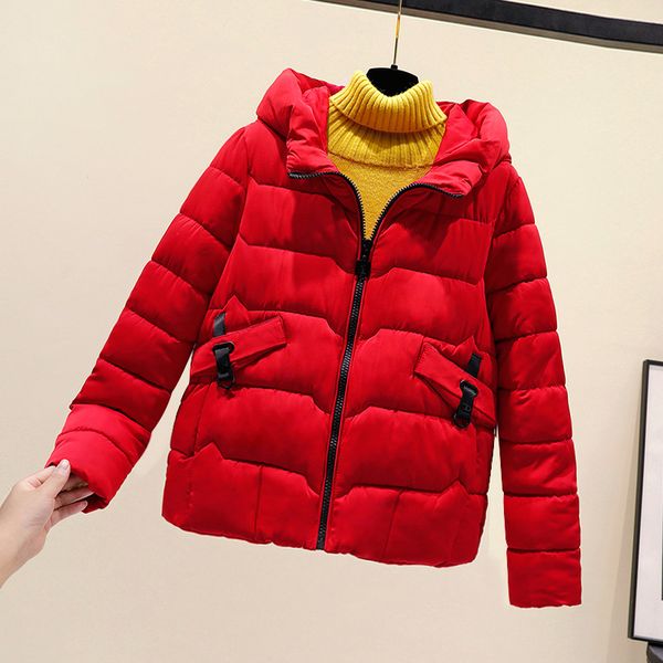 

2020 winter jacket women plus size womens parkas thicken outerwear solid hooded coats short female slim cotton padded basic, Black