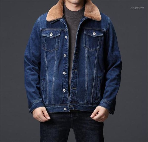 

jacket designer thick plus size coat mens casual fleece blue outerwear winter mens denim, Black;brown