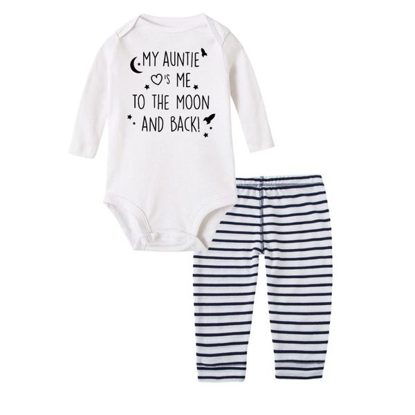 

clothing sets my aunt says i' perfect just like her funny infant baby cotton long sleeve romper striped pants fashion born, White