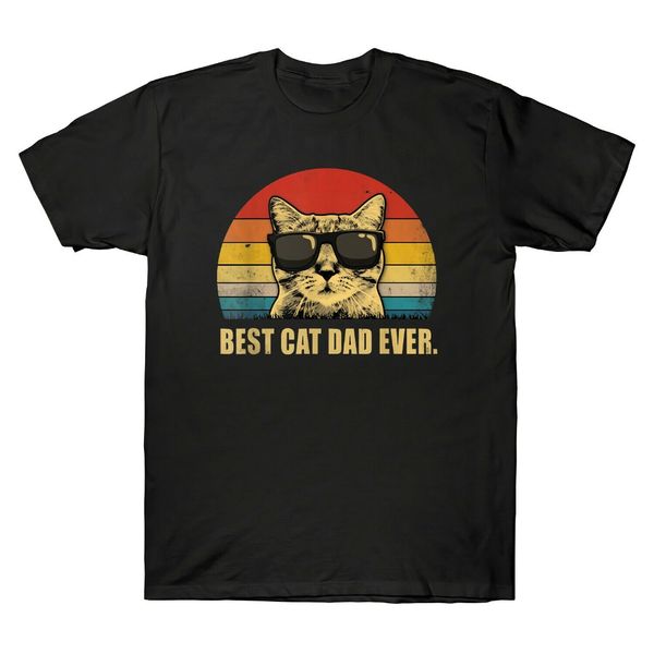 

cat dad ever vintage version t-shirt men's funny gift father's day 2019 fashion men o neck casual t shirt