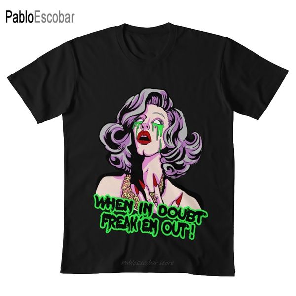 

sharon needles when in doubt freak em out t shirt sharon needles rupaul drag race drag queen scary spooky grime rupaul