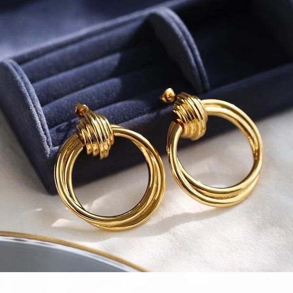 

new design creative jewelry high grade elegant round earring in gold plated wedding party earrings for woman ps6743, Golden