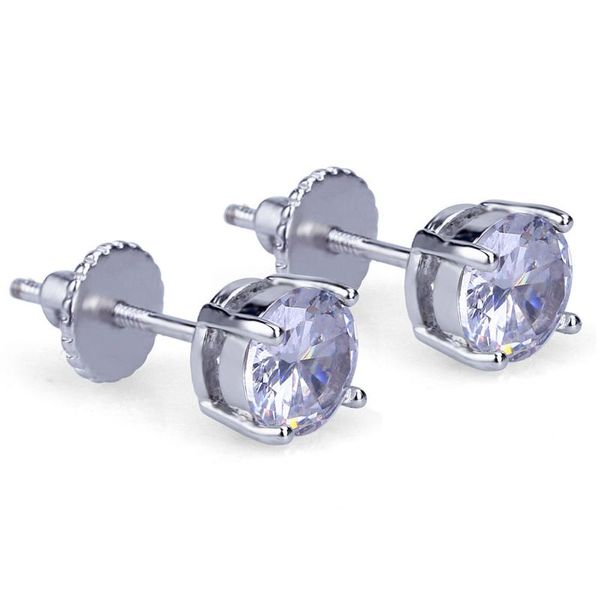 

factory direct fashion exquisite round earrings hip hop micro inlaid zircon 6mm earrings hip hop jewelry, Golden;silver