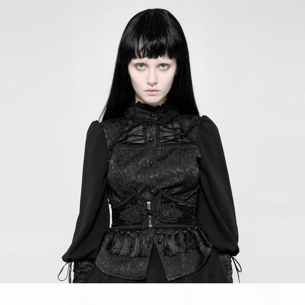 

punkrave women's gothic palaces pattern girdle vintage jacquard tassel lace decoration party dress corset, Black;brown