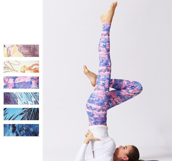 

mermaid curve power series gym women leggings peach hip ink pattern quick dry tight fitness pants high-waist yoga leggings, White;red