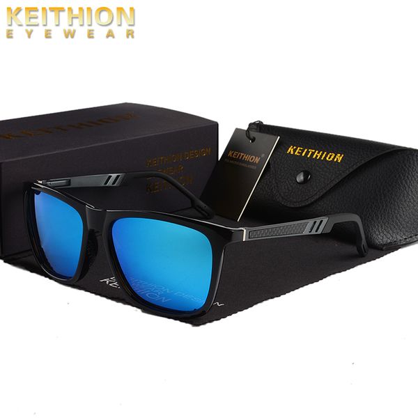 

keithion aluminum magnesium polarized sunglasses men classic square sun glasses blue shades driving sunglass gafas de sol, White;black