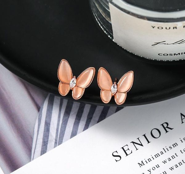 

find me cute rhinestone butterfly earrings for women simple alloy charme stud earrings 2020 new fashion jewelry accessories, Golden;silver