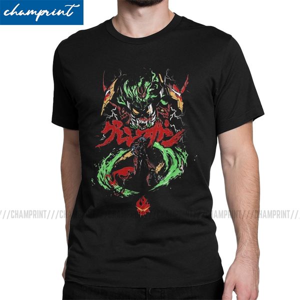 

мужчины tengen toppa gurren lagann камина аниме футболки 100% хлопок топы с коротким рукавом vintage crew neck tee shirt плюс размер футболк