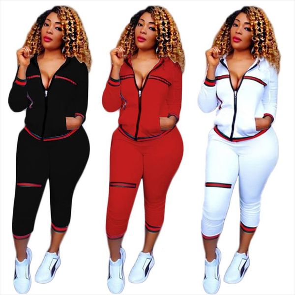 

women tracksuit sports suit fashion ribbon ribbed casual sports suit ladies sportswear 2019 drop shipping, Gray