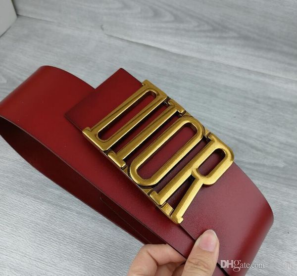 

female belt ladies fashion letter casual gold buckle wide belt black and red body with good quality 7cm 2019 a4568, Black;brown