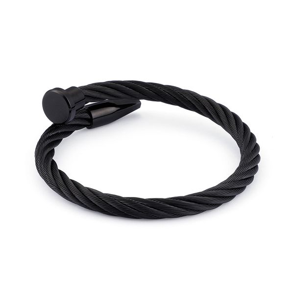 

popular brand street european and american fashion trend female titanium steel nail open bracelet bracelet factory direct three-color option, Black