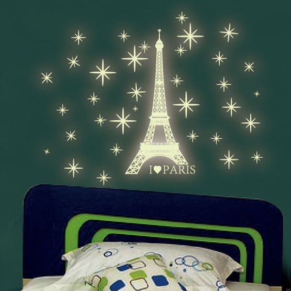 

diy fashion luminous wall stickers fluorescent luminous small tower wall stickers