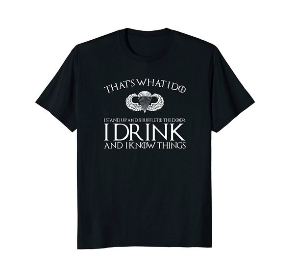 

2019 new men summer tee shirt airborne paratrooper drinking t shirt funny t-shirt