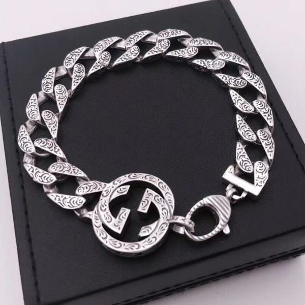 

s925 sterling silver bracelet special design letters men and women rattan bracelet luxury bracelet fashion jewelry supply, Golden;silver