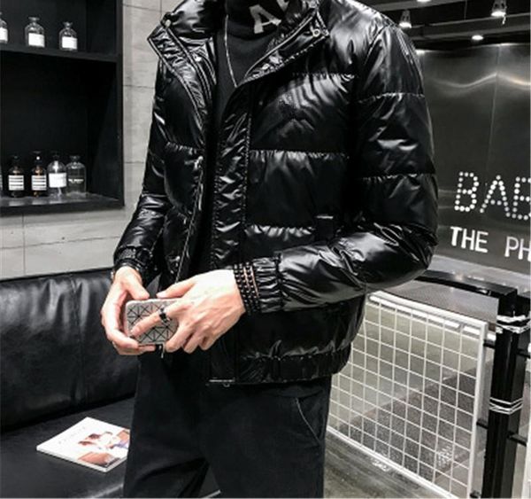 

man long sleeve parkas outerwear fashion korean slim loose stand collar down coats designer winter jacket male casual short down003, Black
