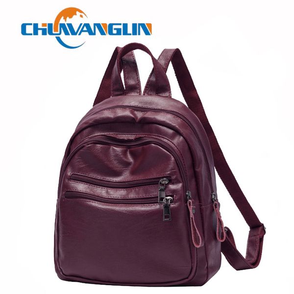 

chuwanglin vintage leather backpack women mochila feminina bookbag fashion casual small backpack woman school bags girls d9511