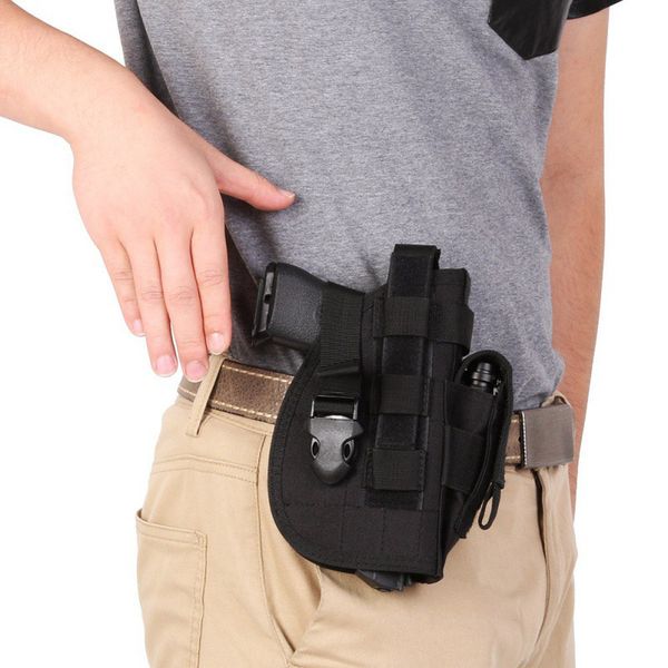 

tactical gun holster heavy duty molle modular quick release pistol holster waist belt gun bag for right handed shooters
