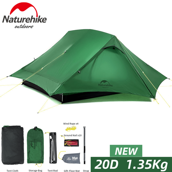 

tents and shelters naturehike force ul2 tent 1.35kg 2 people waterproof outdoor aluminum rod green ultralight camping mat travel fishing