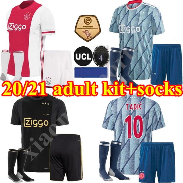 

kit 2020 2021 ajax soccer jersey home away 3rd 20 21 men kits neres tadic ziyech promes 50th football jerseys shirt, Black