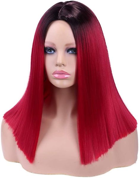 

4x4 closure wig 99j lace front wig ombre human hair wig straight peruvian remy burgundy colored, Black