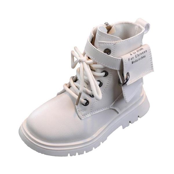 

2020 girls leather boots boys shoes autumn winter martin boots leather children fashion toddler kids warm snow, Black;grey